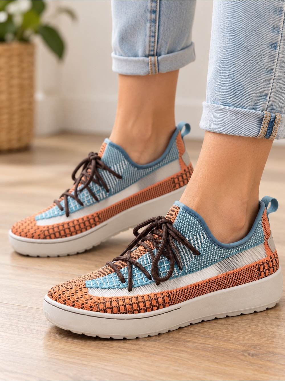 Jambu Jenny Knit Teal Multi Comfort Sneakers Size 7